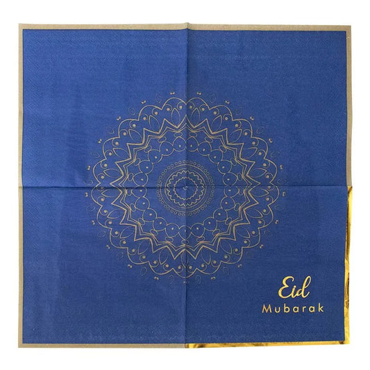 blå papirservietter til Eid Mubarak Happy Ramadan Party 16 stk