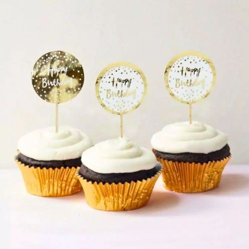 Cake toppers - Happy Birthday - Gold
