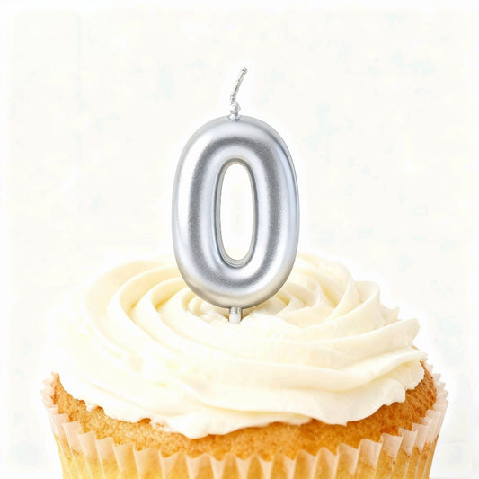 Number Candles - Silver  - 9cm - 1pcs