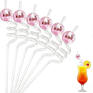 Disco Ball Straws - Pink