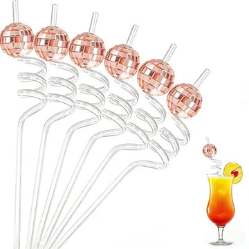Disco Ball Straws - Rose Gold