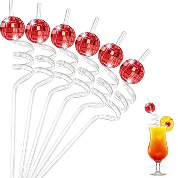 Disco Ball Straws - Red