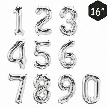 Sliver Foil balloon number 0~9 - 35 cm