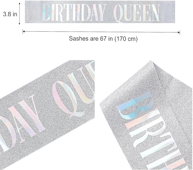 Birthday sash- silver