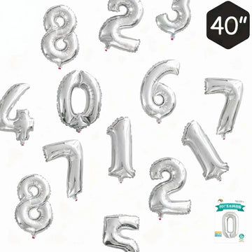 Balloons Silver Numbers 0-9 - 86 cm
