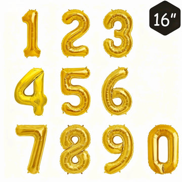 Gold Number Balloons 0-9 - 35 cm