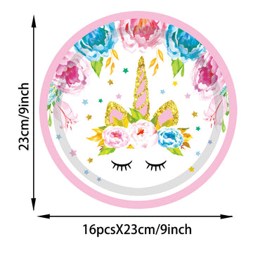 Enhjørning -  Papptallerken 23cm