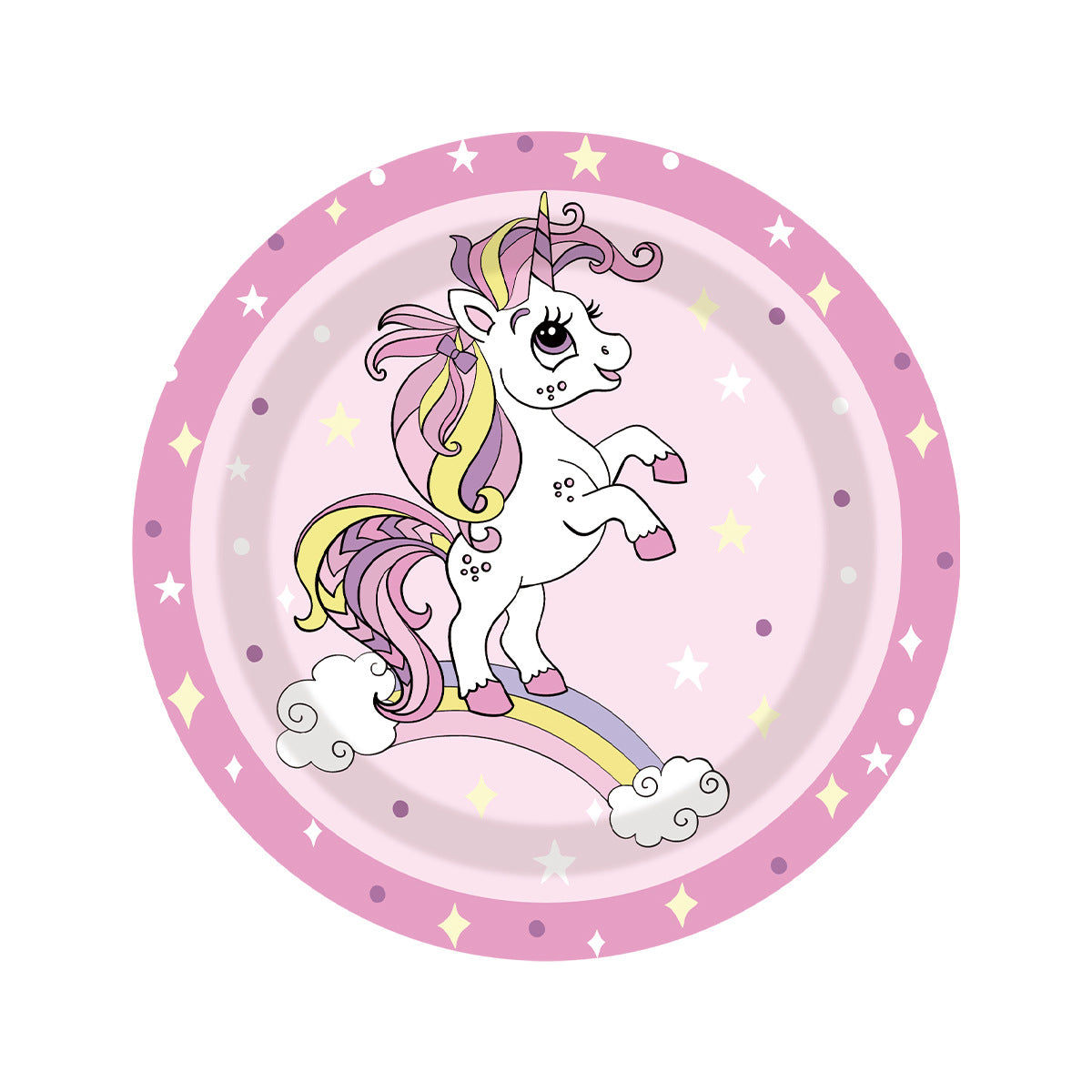 Unicorn theme - Cardboard plate 23cm
