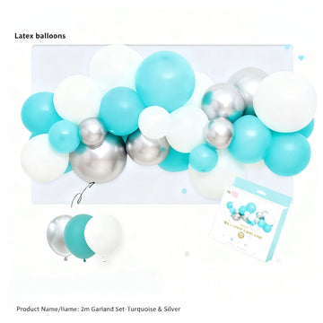 Mini Balloon Arch - Blue / Silver / White