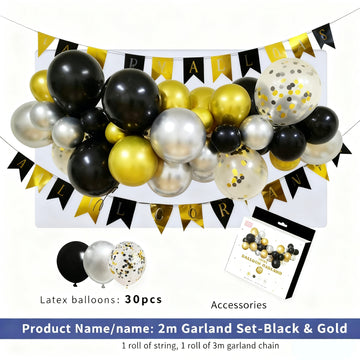 Mini Balloon Arch - Black / Gold / Silver