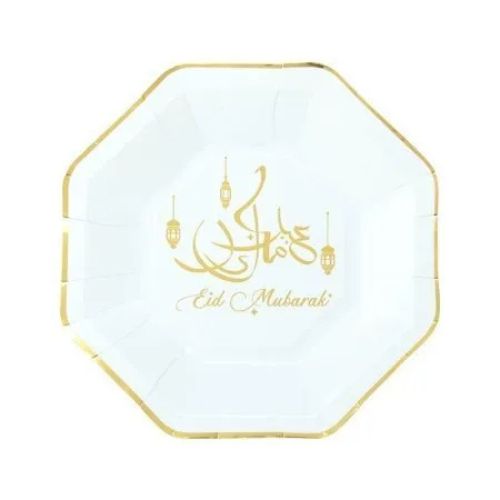 Eid Paper Plates White Gold 9 inches 8 carats