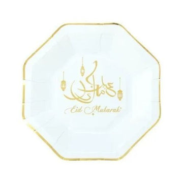 Eid Paper Plates White Gold 9 inches 8 carats