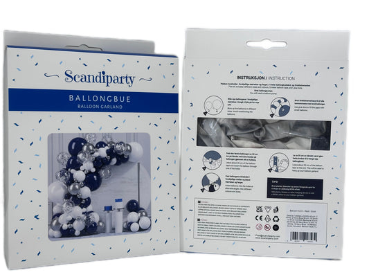Balloon Arch - Navy Blue/White/Silver
