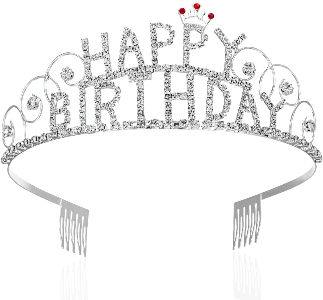 Diamante Tiara Happy Birthday - Silver