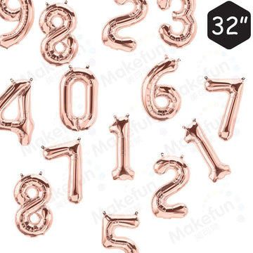 Balloons Rose Gold Numbers 0-9 - 80 cm