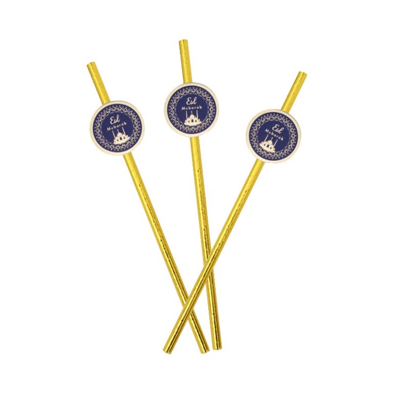 Eid Mubarak Straws –Gold and Blue