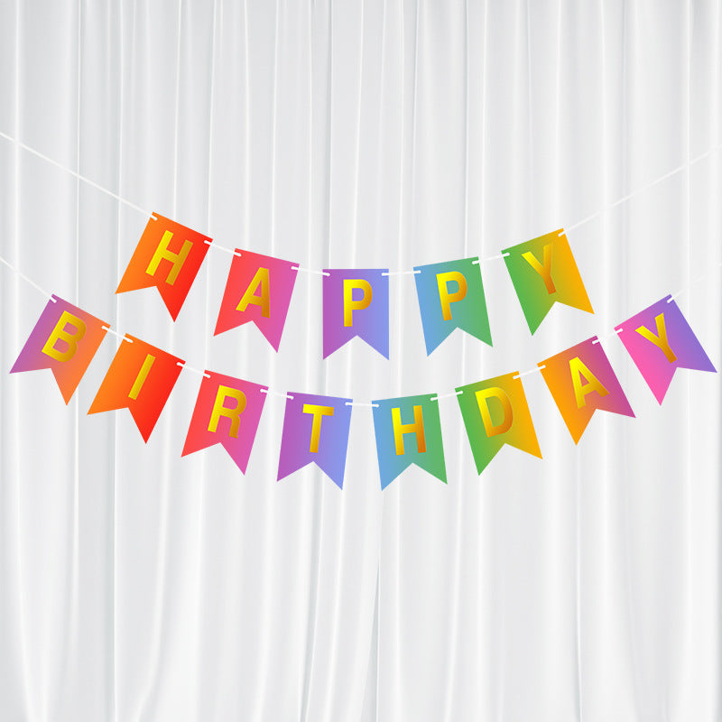 Banner Happy Birthday - Colorful with gold