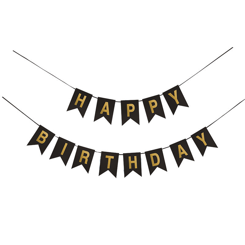 Banner Happy Birthday-Black with gold