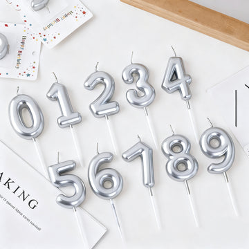Number Candles - Silver  - 7cm - 1pcs