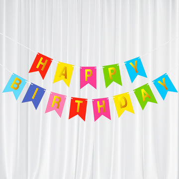 Banner Happy Birthday - Rainbow with gold