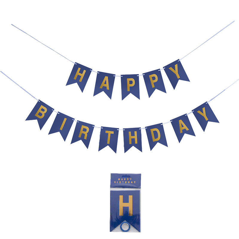 Banner Happy Birthday - Navy blue with gold
