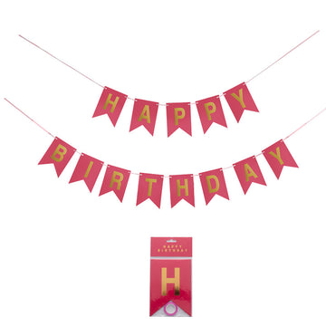 Banner Happy Birthday - Red with gold