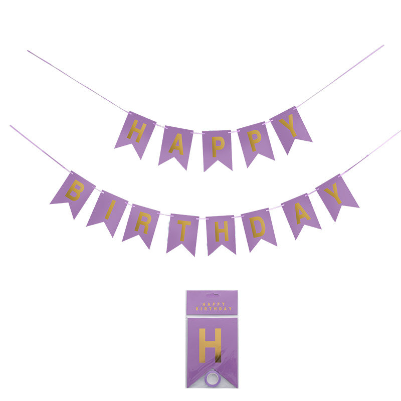 Banner Happy Birthday - Purple with gold