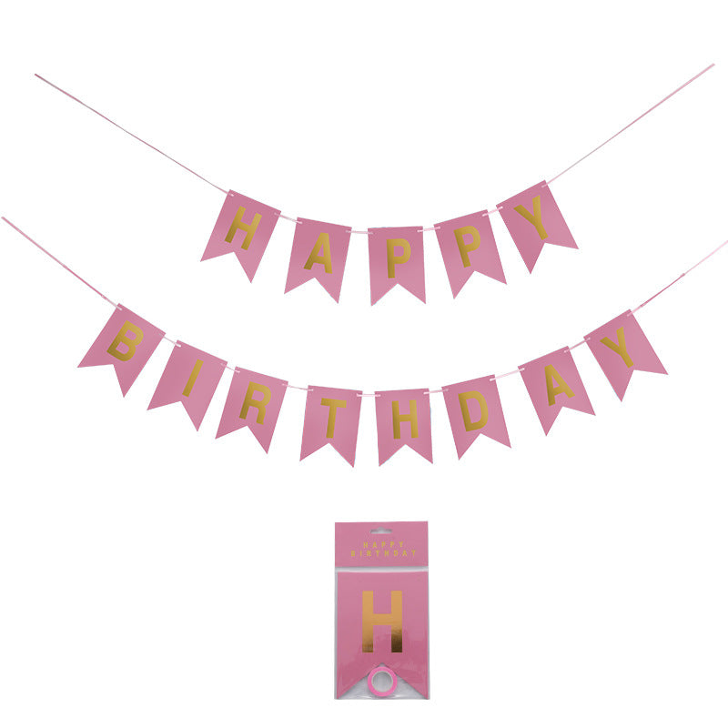 Banner Happy Birthday - Pink with gold