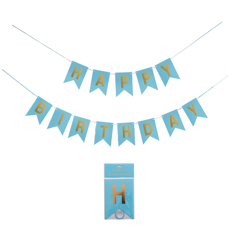 Banner Happy Birthday - Blue with gold