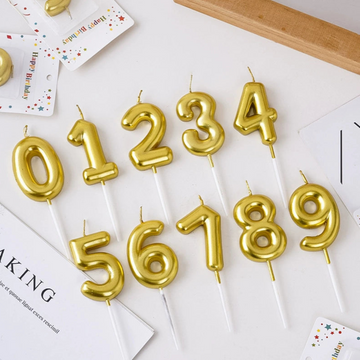 Number Candles - Gold - 9cm - 1pcs