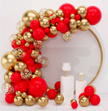 Balloon Arch - Red / Gold