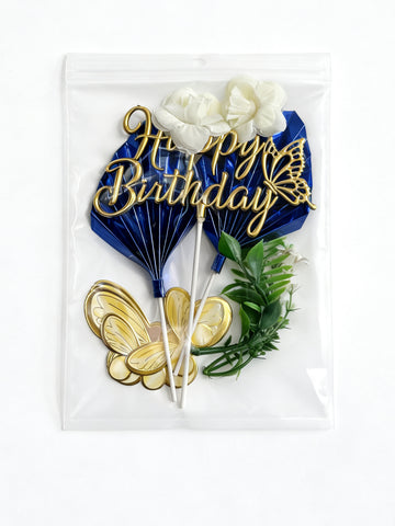 Cake Topper -  Happy Birthday - Dark Blue