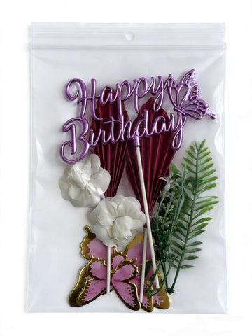 Cake Topper -  Happy Birthday - Red