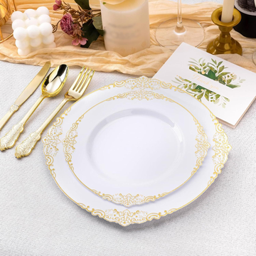 White Plastic Gold Monster Plate - 20.8 cm