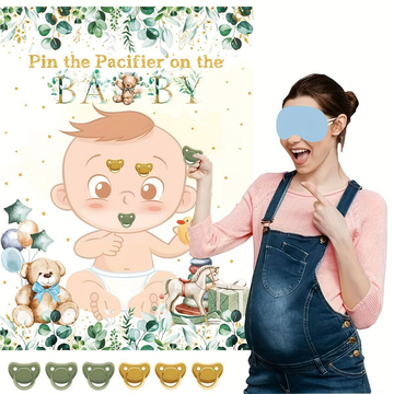 Baby Shower - blindfold game poster with sticker noses