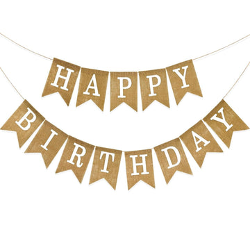 Happy birthday banner made of jute