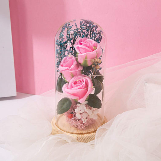 Glass dome with roses