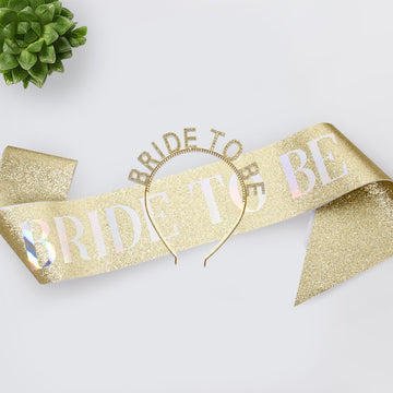 Bride To Be -  Gold Sash and Headband