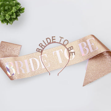 Bride To Be -  Rose Gold Sash and Headband