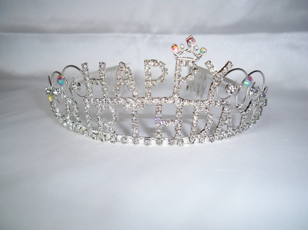 Diamante Tiara Happy Birthday - Gold