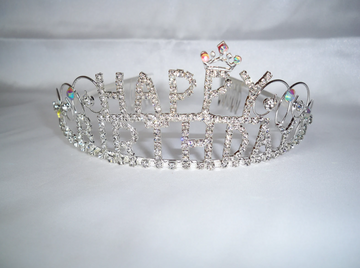 Diamante Tiara Happy Birthday - Gold
