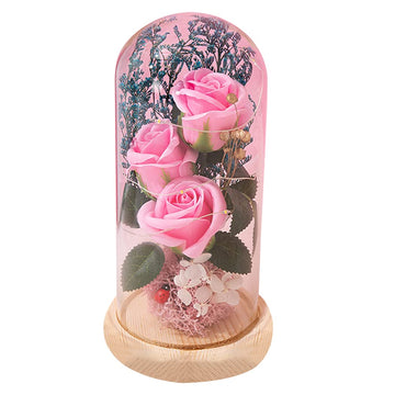 Glass dome with roses