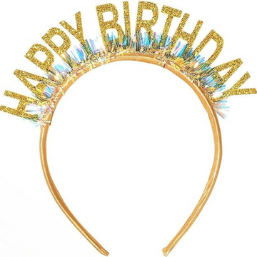 Birthday tiara gold with tassel