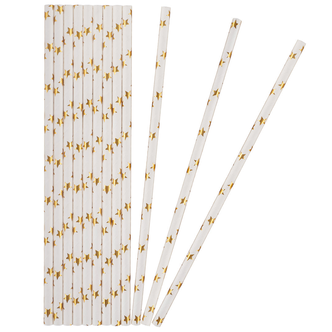 Cardboard straws - gold stars
