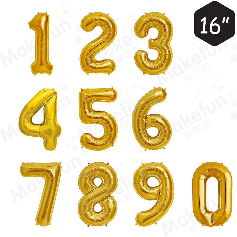 Balloons Gold Numbers 0-9 - 35 cm