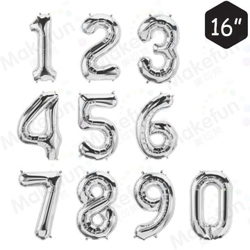 Balloons Silver Numbers 0-9 - 35 cm