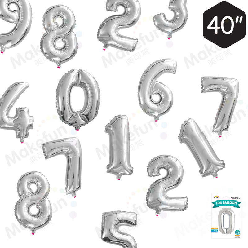Balloons Silver Numbers 0-9 - 86 cm